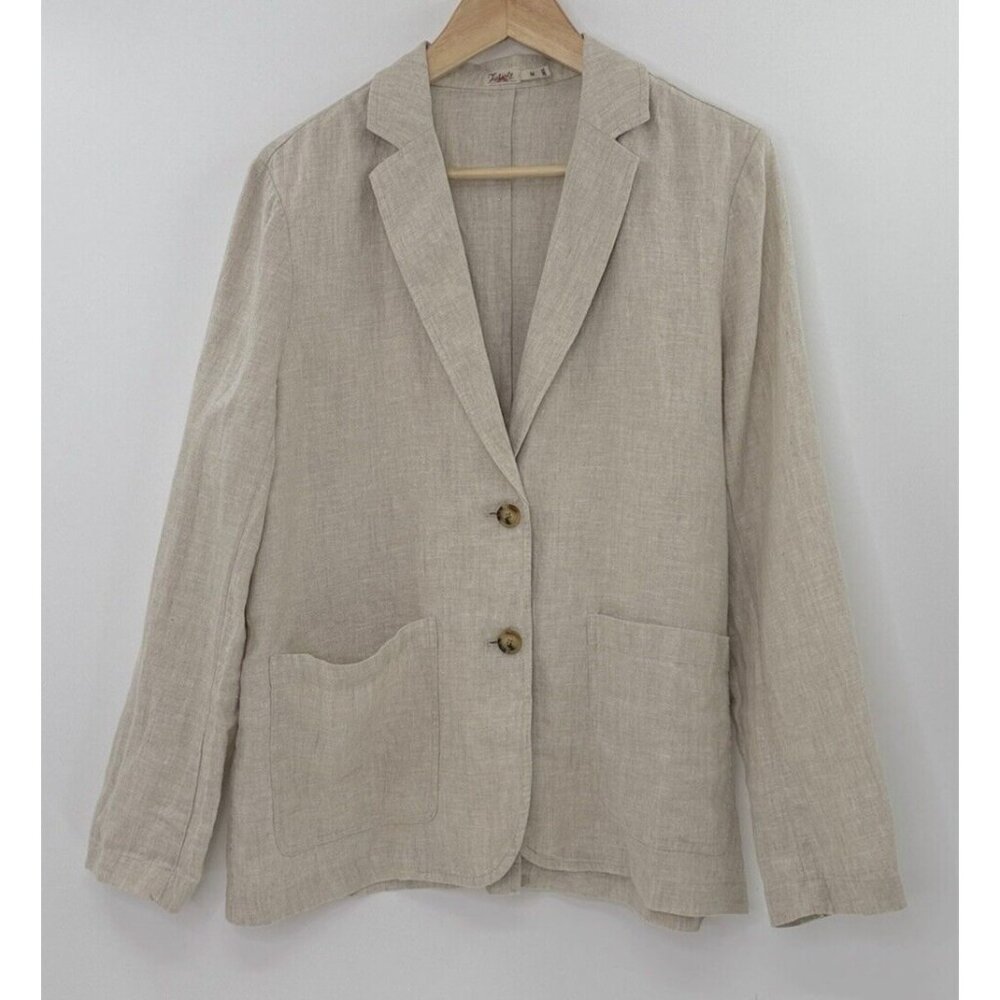 Faherty Women’s Ventura 100% Linen Button Front Blazer Jacket Size M